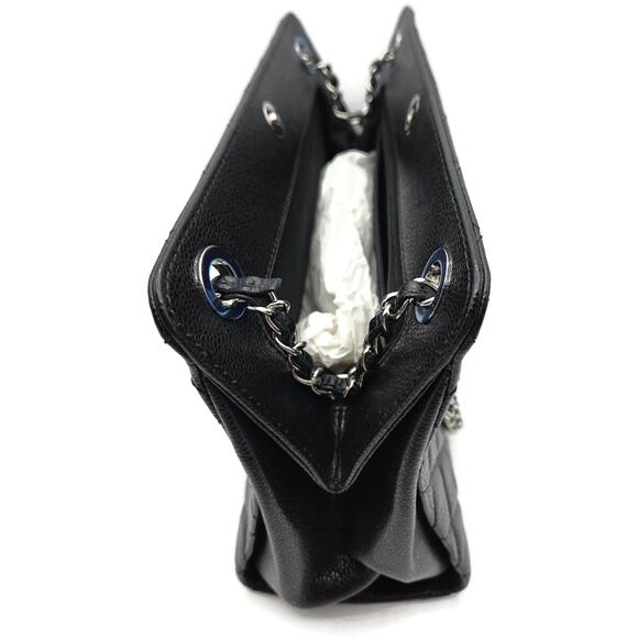 Chanel Grand Shopping Tote Handbag Black Caviar Leather Silver Hardware 13C GST - Picture 12 of 16